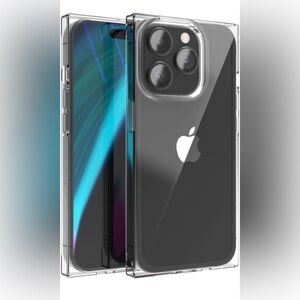 ANHONG Clear Square Case for iPhone 15 Pro Max [Anti-Yellowing], Hard PC Soft